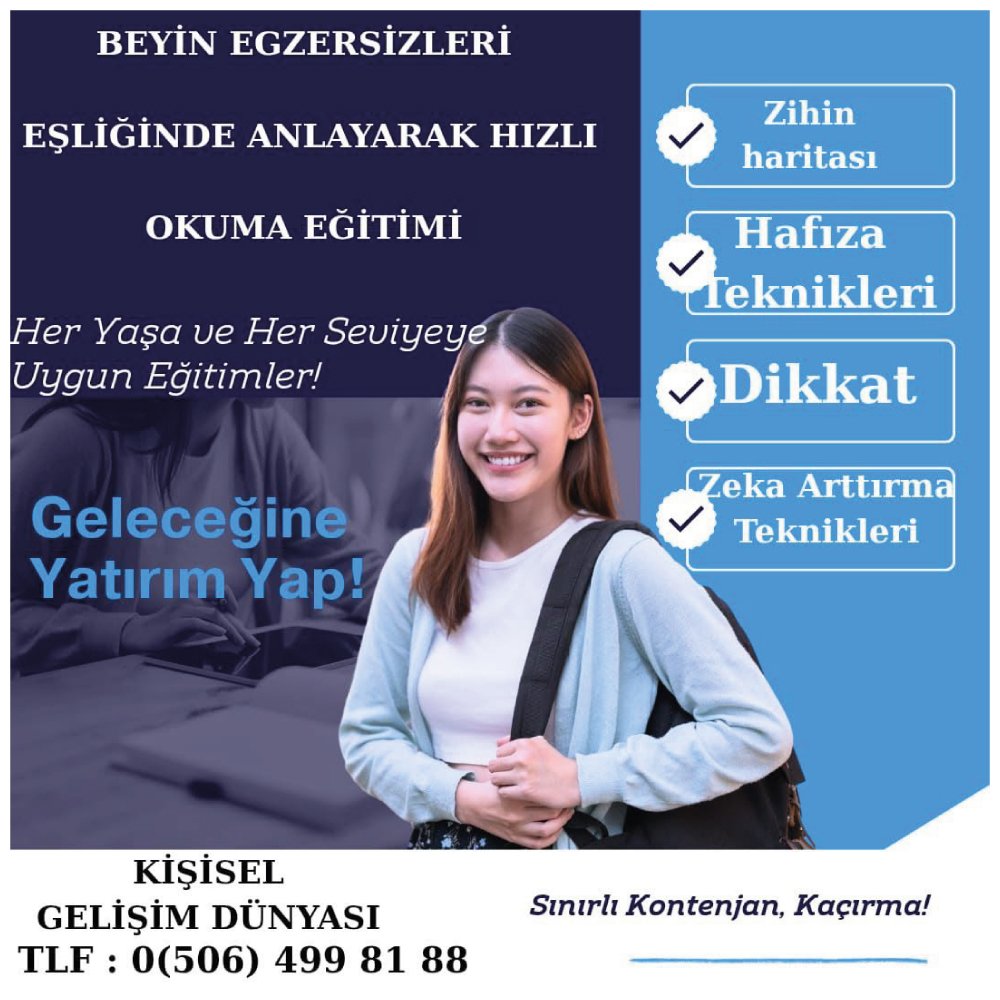 Beyin Egzersizleri Eşliğinde “Anlayarak Hızlı Okuma” Eğitimi
